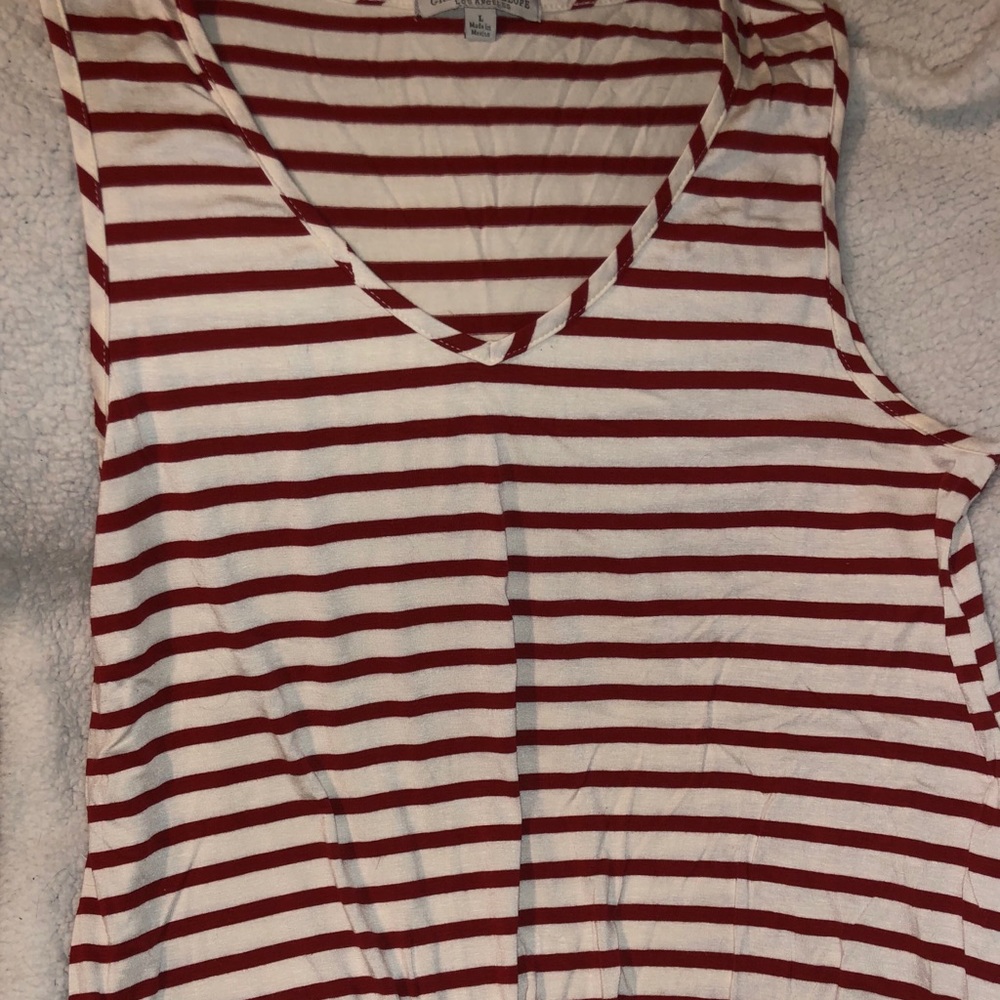 Red and white sleeveless top that ties in front L